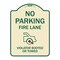 Signmission No Parking Fire Lane Violators Booted or Towed Heavy-Gauge Aluminum Sign, 24" x 18", TG-1824-23737 A-DES-TG-1824-23737 - alternate 1